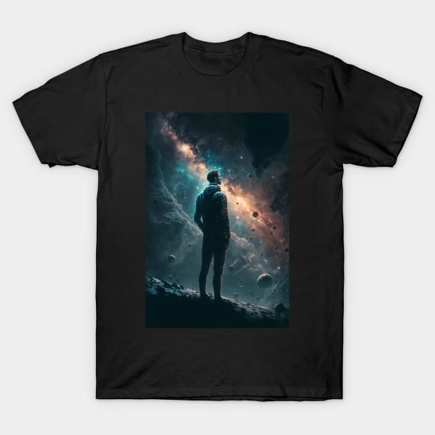 Man Gazing at the Stars T-Shirt by TortillaChief